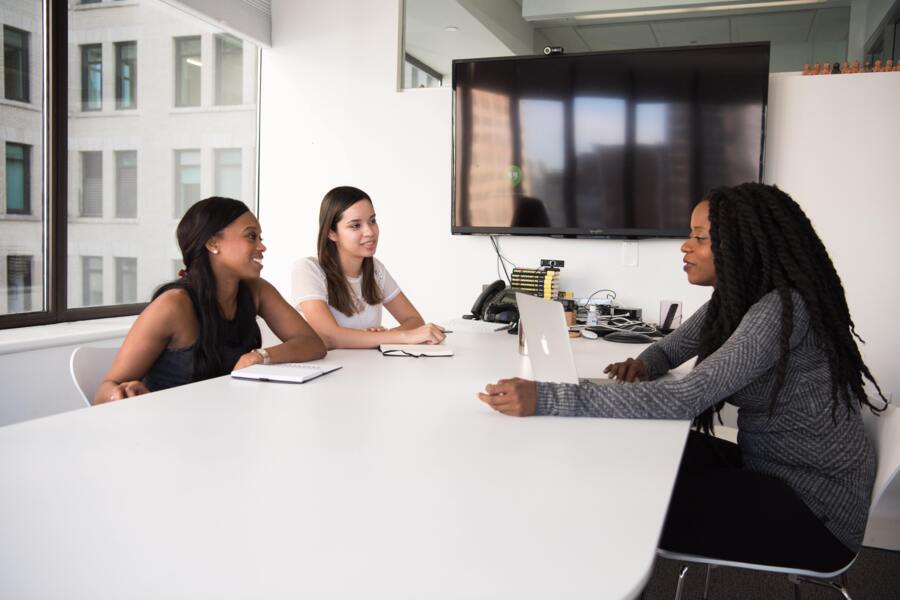 Women during an interview