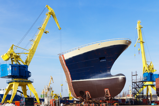 der Prozess des Baus eines Schiffes