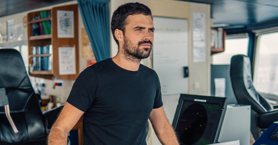 A Middle Point Expat Engineer visiting a yacht on site